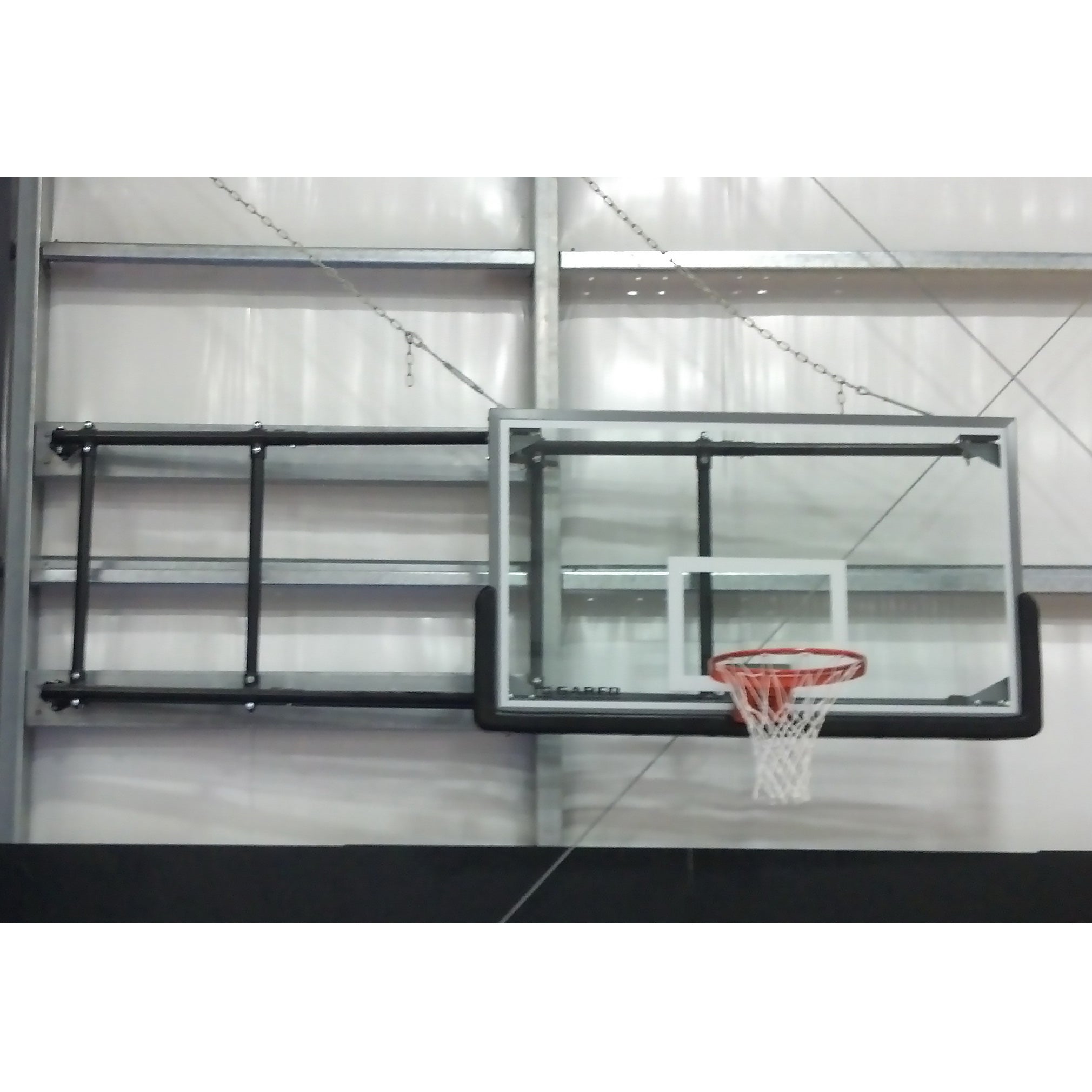 gared corner mount side fold wall mount basketball backstop 4' 6' length 2500-4060 1