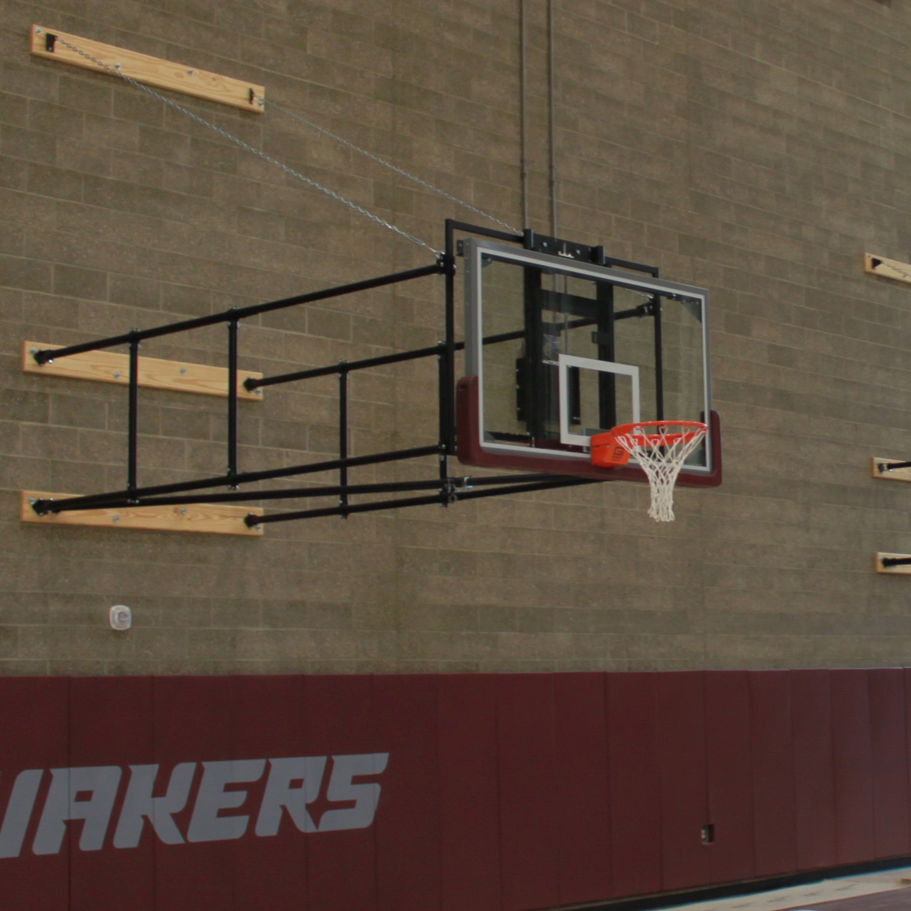 gared corner mount side fold wall mount basketball backstop-6' 9' length 2500-6094A