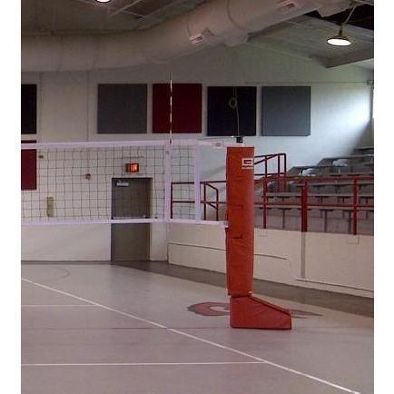 gared volleyball post above floor sleeve pad