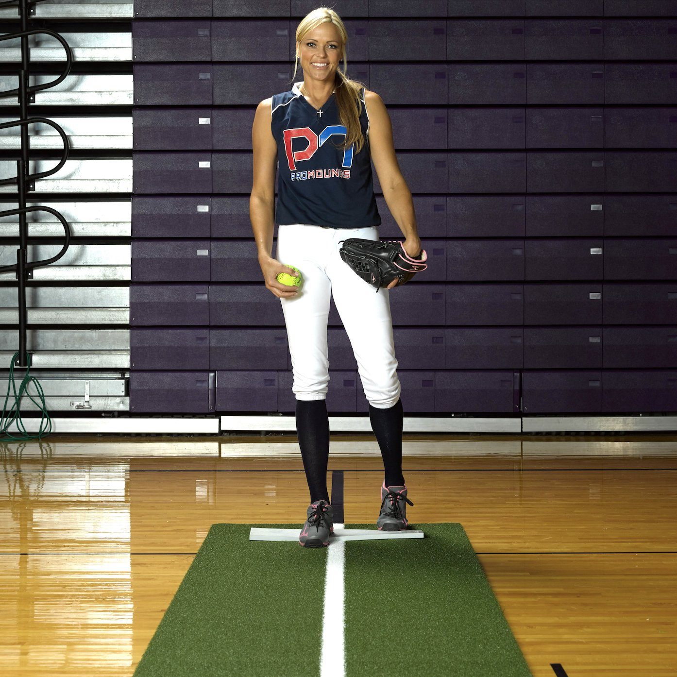 ProMounds Jennie Finch Green Softball Pitching Mat With PowerLine - Pitch Pro Direct
