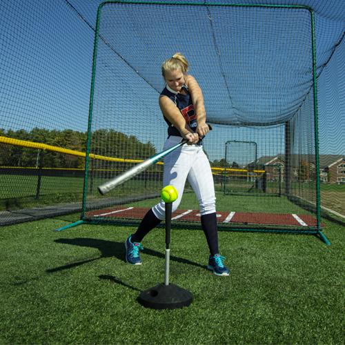 woman hitting promounds pvtee low batting tee