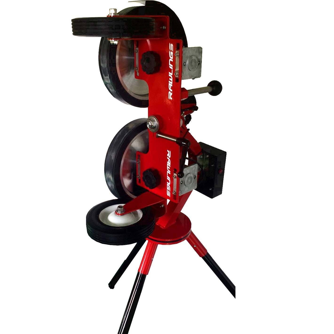 rawlings 2 wheel softball pitching machine side view