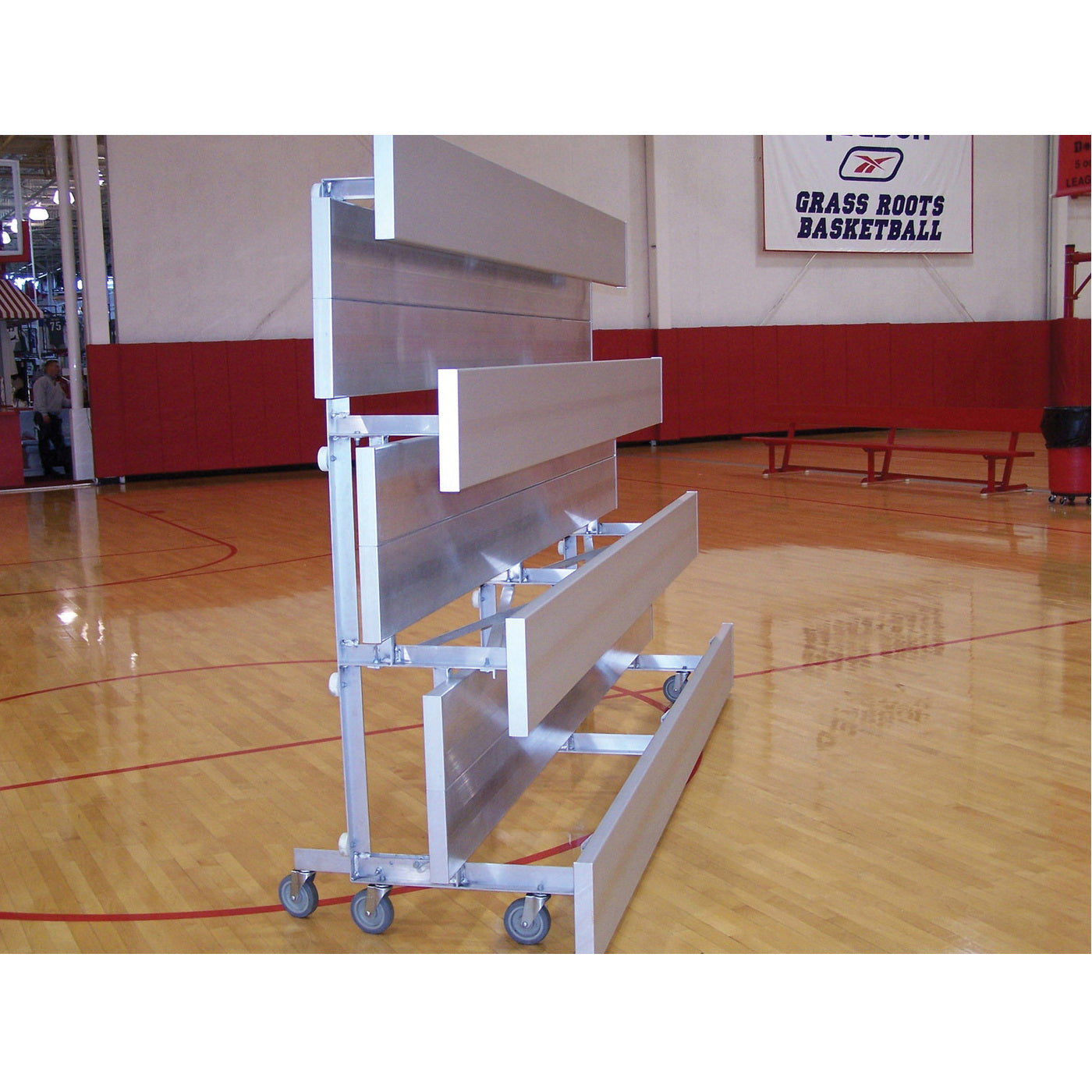 trigon sports 2 row deluxe tip n roll bleacher